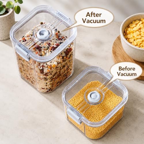3-Piece Vacuum Seal Food Storage Containers with Pump, Airtight Clear