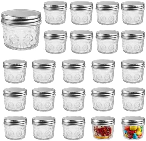 Amzcku 4 oz Mason Jars with Lids, 24 Pack