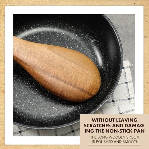 Baderke 1 Pcs 18 Inch Extra Long Wooden Spoon Large Non-stick, Acacia