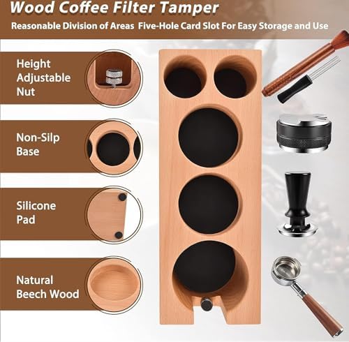 Espresso Accessories Kit 5-PCS Including 54mm Wooden Portafilter