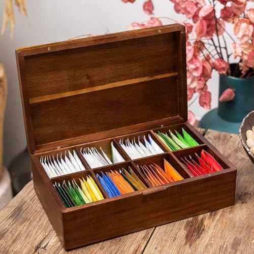 Acacia Wooden Tea Bag Organizers, Tea packet Storage Boxes, Tea Caddy