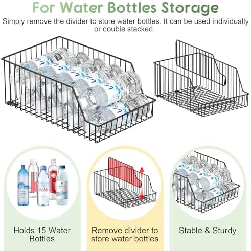 3 Pack Can Storage Organizer For Pantry,Stackble Widen Can Holder Rack With 3 Adjustable Dividers, Can Dispensers For Soup Soda Canned Food Water Bottle, Pop Drink Organizers for Cabinet Shelf