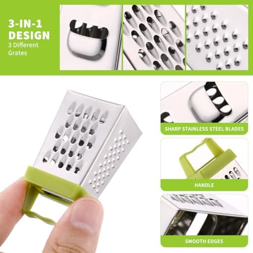 Garneck Mini Cheese Grater Set 3-Pack Stainless Steel Box Graters with