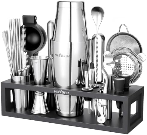 HMYBAR® Bartender Kit with Black Bamboo Stand, 31-Piece Cocktail