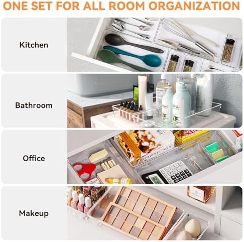 6 Pack Clear Plastic Drawer Organizer Trays