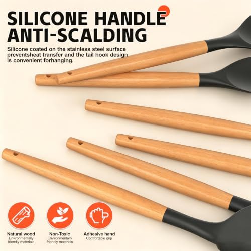 Silicone Cooking Utensil Set,10 PCS Cooking Kitchen Utensils Set