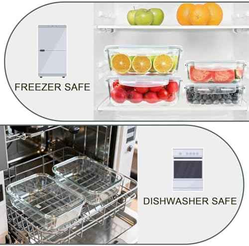 KOMUEE 4 Pack Glass Food Storage Containers Set with Lids