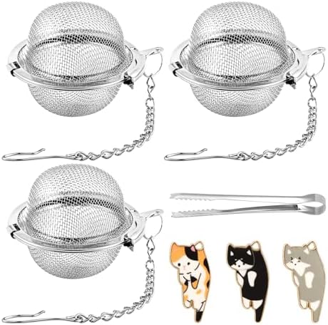 3 PCS Cat Tea Infuser Set, Stainless Steel Mesh Tea Diffuser