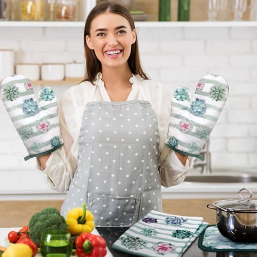 Bencailor 6 Pcs Kitchen Towels Pot Holders and Oven Mitt Set
