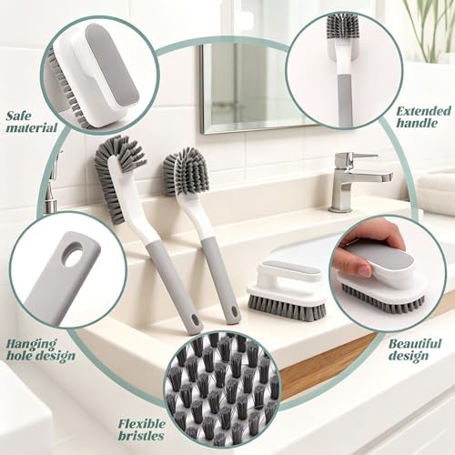 3 Pack Scrub Brushes, Medium Bristle for Kitchen&Bathroom Cleaning