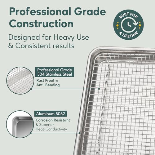 Aluminium Baking Sheet Pan with Wire Rack Set, 13"x10"