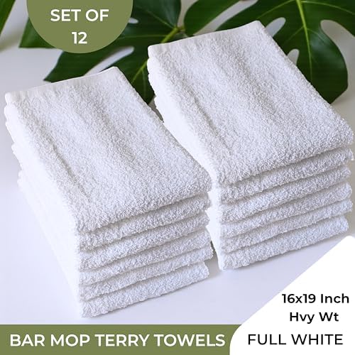 White Cotton Bar Towels for Kitchen - Rags for Bartenders - Bulk