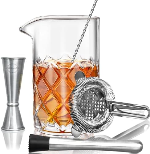 LIGHTEN LIFE Cocktail Mixing Glass Set,Bar Mixing Set with 20oz