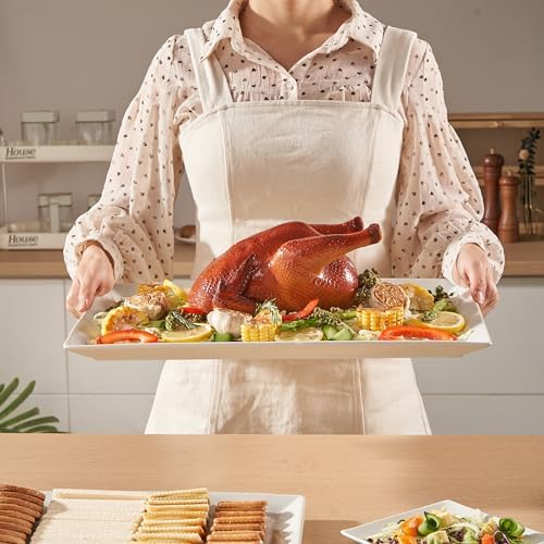 18" x 12" Large Serving Platters Set of 2, Porcelain Serving Trays