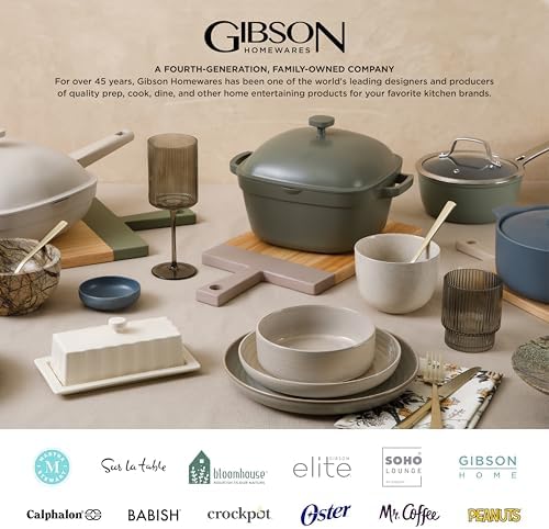 Gibson Home Plates and Bowls Sets - Dinnerware Set for 4, 16-Piece White Dishes — Ceramic Dish Set| Microwave & Dishwasher Safe Dishes - Oslo Collection
