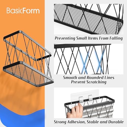 BasicForm 4 Pack Metal Kitchen Inside Cabinet Door Organizer, Adhesive