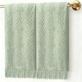 JarThenaAMCS 2Pcs Sage Green Leaves Hand Towels with Tassel Eucalyptus