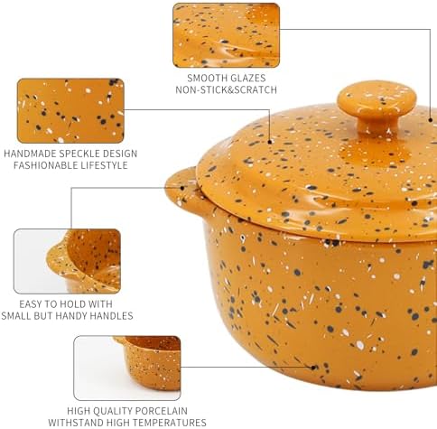 10 oz Ceramic Mini Cocotte Set of 4 for Oven (Assorted Colors)