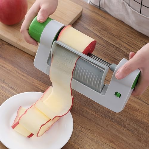 Handheld Vegetable and Fruit Slicer, White and Green
