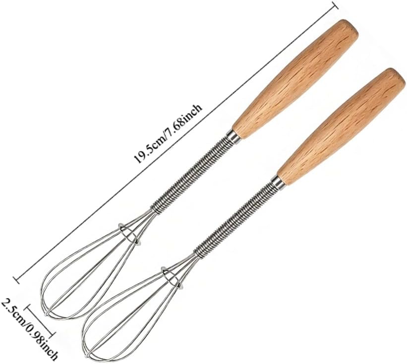 ARFUKA Mini Whisk Stainless Steel Wire Small Egg Whisk, Pack of 2