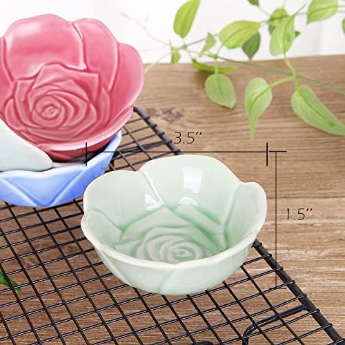 VanEnjoy 4 pcs Colorful Glaze Flower Pattern Ceramic Soy Sauce Dipping