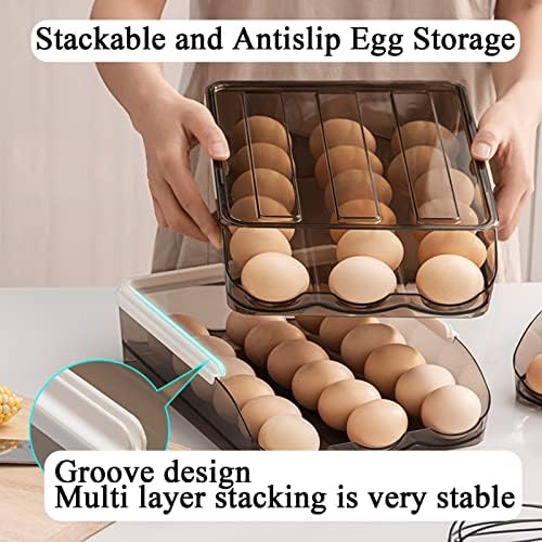 Egg Holder for Refrigerator, 2-Layer Clear Storage Box