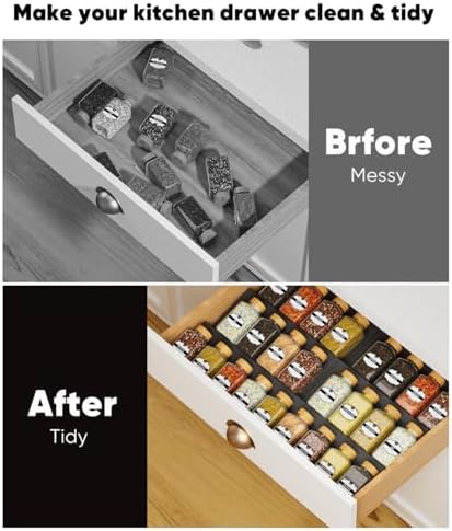 Spice Drawer Organizer, Spice Rack Tray for Kitchen Cabinet