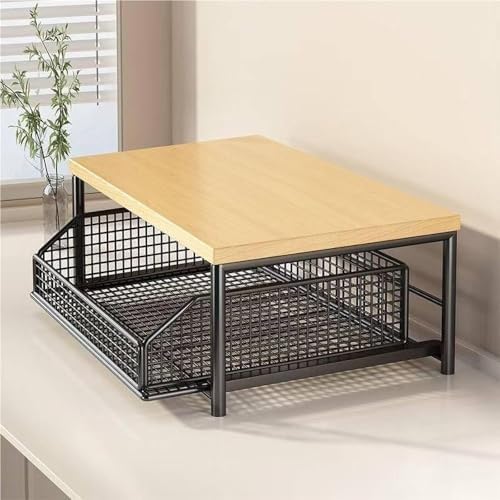 2-Tier Extendable Microwave Stand with Drawer, Black