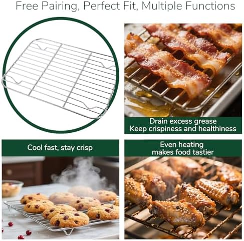 18/0 Stainless Steel Baking Sheet with Cooling Rack, Oven-Safe