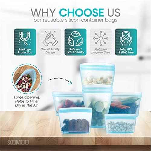 Reusable food container silicone bag, Upgrade second generation 6 Pcs