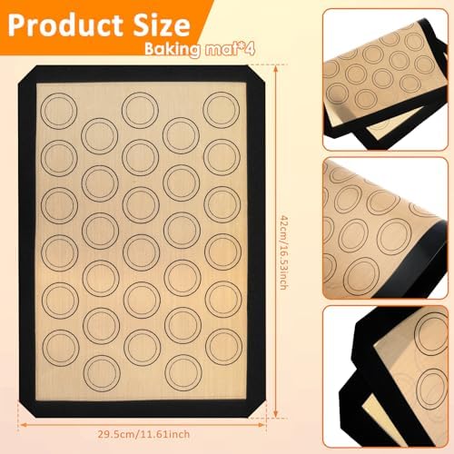 US 4Pcs Macaron Baking Mats Non Stick Silicone Macaroon Baking Sheet