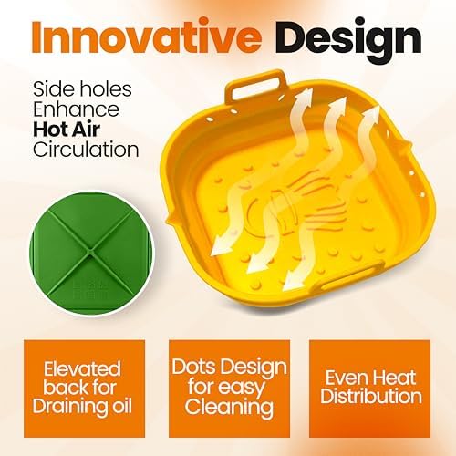 Platinum Silicone Air Fryer Liners Reusable Square-Extra Strong-Easy