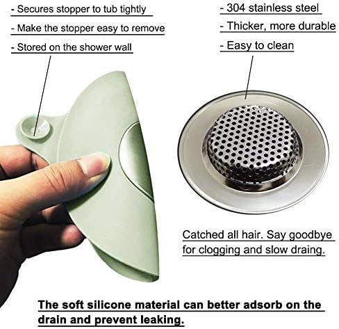 Seatery 2PCS Bathtub Stopper Hair Catcher Kit, Bathtub Drain Strainer