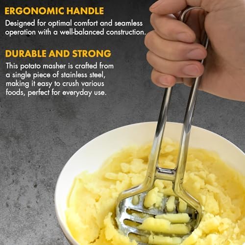 QAP Stainless Steel Heavy Duty Potato Masher Avocado Smasher