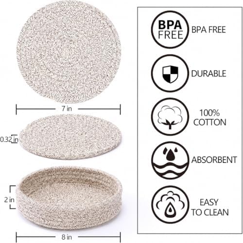Coga Trivets for Hot Dishes, 4 Pack 7 Inch Cotton Hot Pads for Kitchen