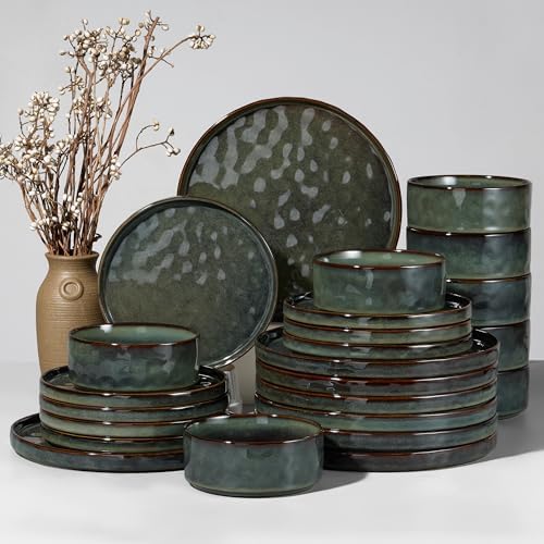 HaWare 24-Piece Dinnerware Set for 8, Reactive Moss Green