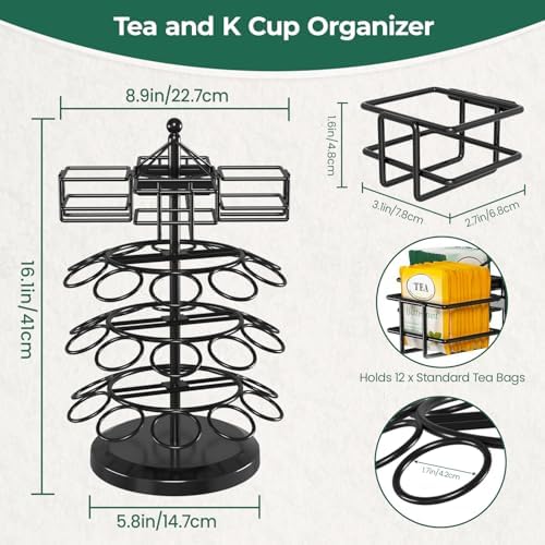 EsLuker.ly K Cup Holder Coffee Pod Organizer Carousel for Countertop