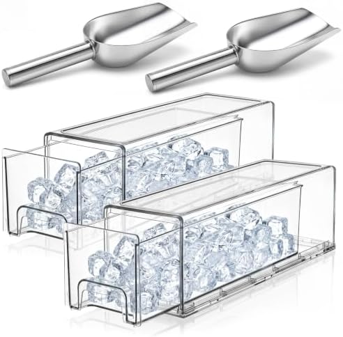 Havawish 2 Set Ice Container for Freezer with Scoop, PET, Medium