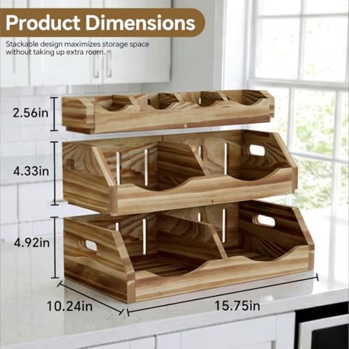 3-Tier Solid Wood Potato and Onion Storage Bin for Kitchen Counter
