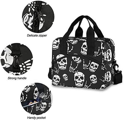 Gothic Skeleton Insulated Lunch Bag Reusable Lunch Tote Bag Cooler Bag