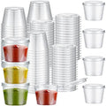 Lounsweer 60 Pack Plastic Condiment Souffle Containers with Attached
