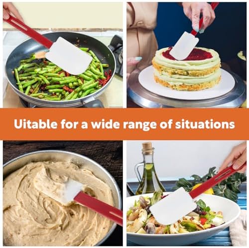 4 Pcs 14 Inch Silicone Spatulas High Temp, 500°F Heat Resistant