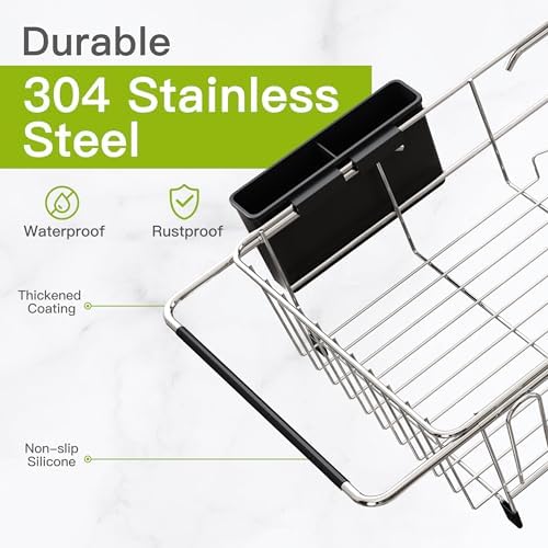 JASIWAY Dish Drying Rack with Cup and Utensil Holder