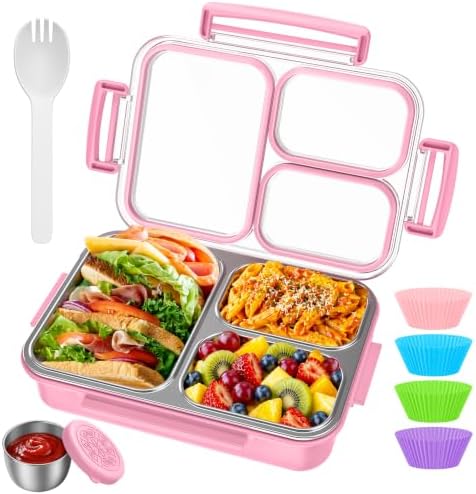 KHOXU 28oz Stainless Steel Bento Box, Pink