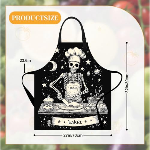Adjustable Bib Apron with 2 Pockets for Cooking and Baking