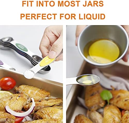 Magnetic Measuring Spoons Set - Stainless Steel Stackable Dual Sided