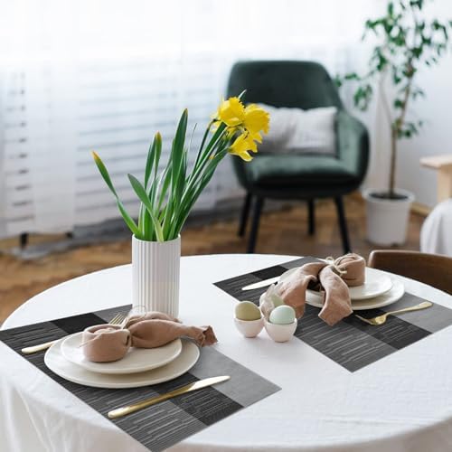 HeloHo Black Placemats Set of 4 Heat-Resistant Washable Place Mats