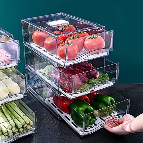 Fridge Storage Containers with Adjustable Vents and Draining Plate
