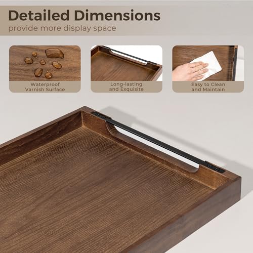 Axeman Wooden Serving Tray with Metal Handles|Ottoman Tray for