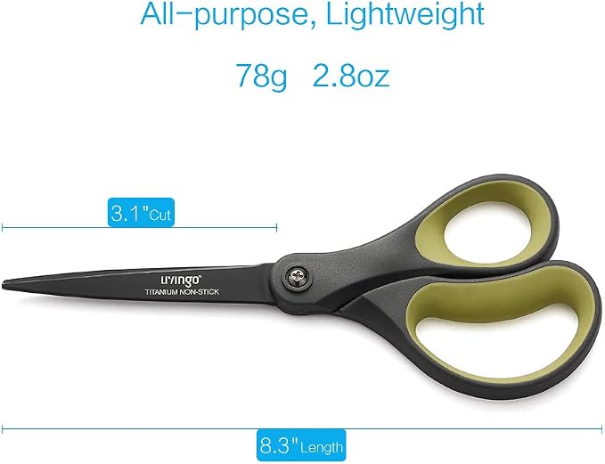 LIVINGO 2 Pack 8" Titanium Non-Stick Scissors, Professional Stainless Steel - Image 2